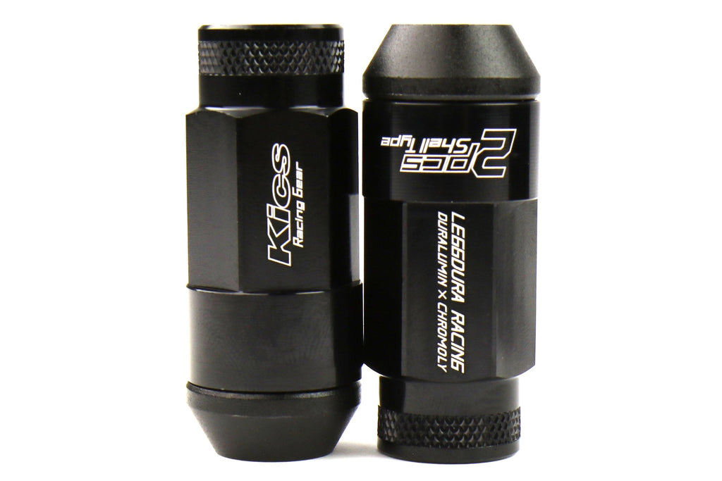 Project Kics Leggdura Racing Shell Type Lug Nut Set 53mm Open-End Look 12X1.25 Black - Universal