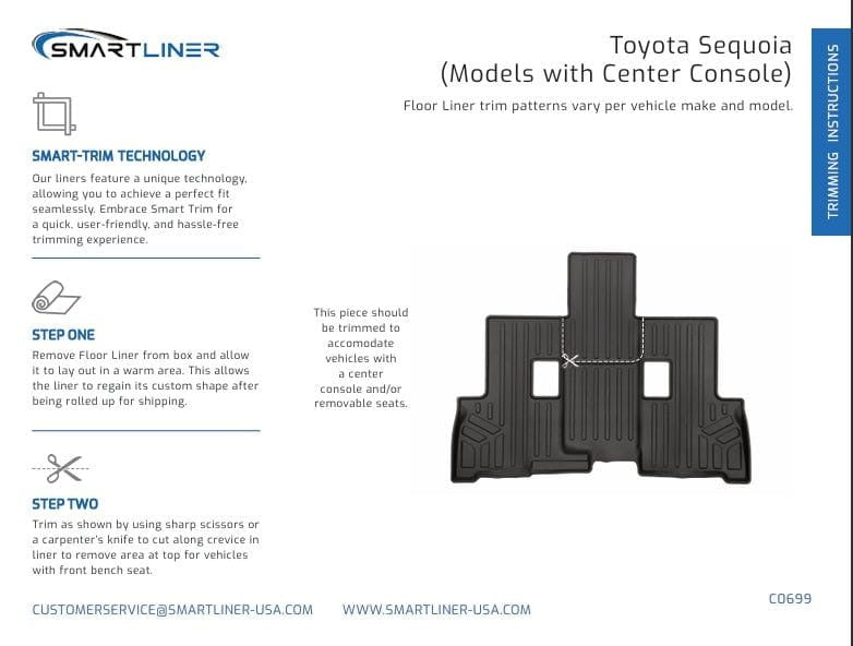SMARTLINER Floor Liners for 2023-2026 Toyota Sequoia (7 Passenger Model with Center Console)