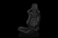 Braum Elite-X Series Sport Seats (Pair) - Black Leatherette (Red Stitching) - Universal