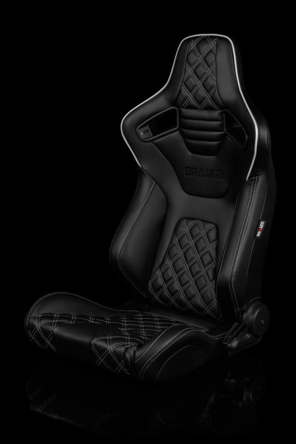 Braum Elite-X Series Racing Seats Diamond Edition White Piping Pair - Universal