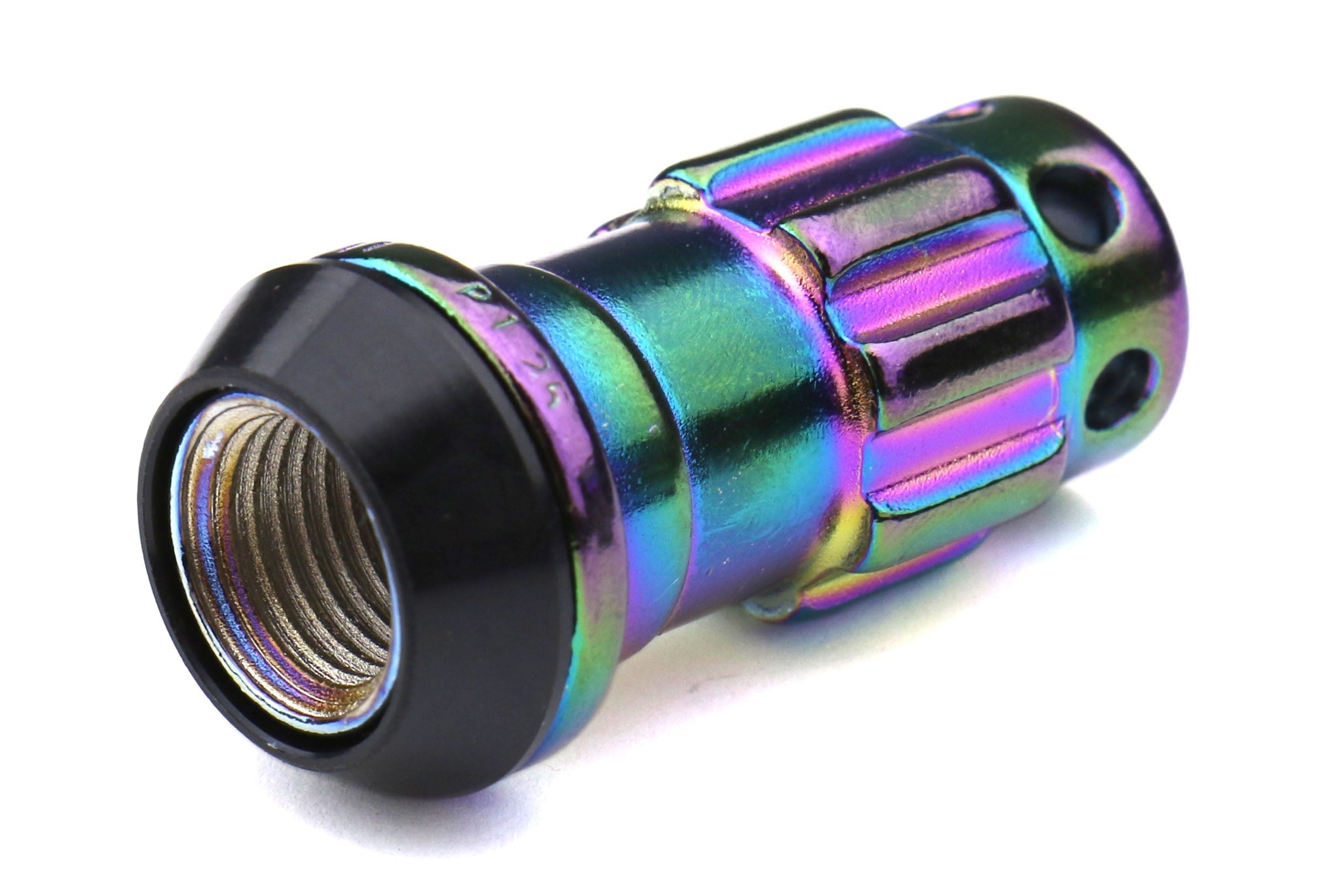 Project Kics R40 Iconix 12x1.25 Neo Chrome Lug Nuts w/ Locks and Black Caps - Universal