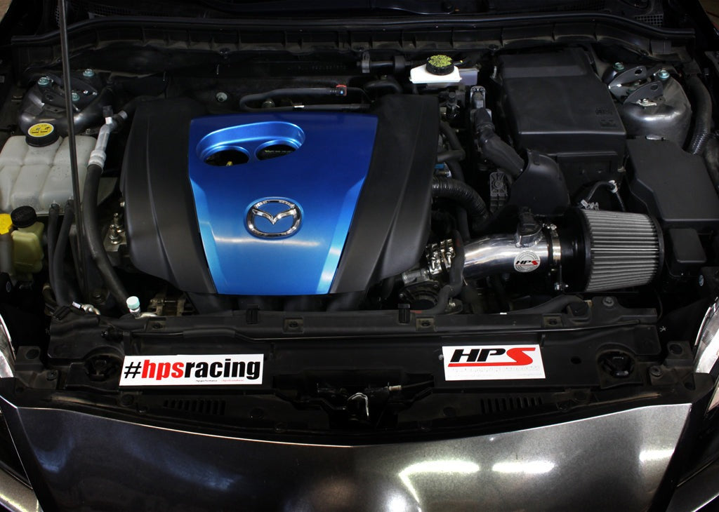 HPS Performance Shortram Air Intake Kit 2012-2013 Mazda Mazda3 2.0L Skyactiv, Includes Heat Shield, Polish