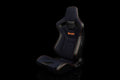 Braum Elite-X Series Sport Seats - Black PU / Navy Denim / Orange Stitching Pair - Universal