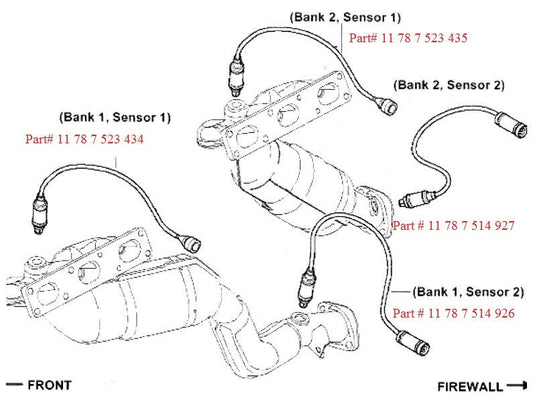 BMW E46 3-Series O2 Sensor Pre Cat OEM 11787523434 or 11787523435 (03/2003-2006)