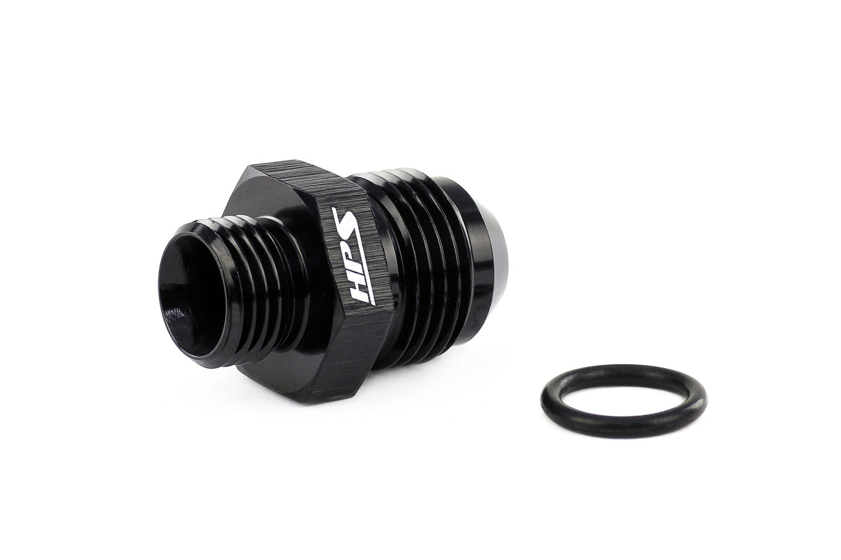 HPS Performance AN Male To O-ring Boss (ORB) Port Thread Male Adapter, Aluminum, Black