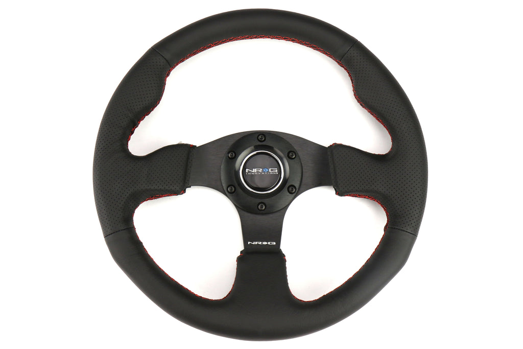 NRG Reinforced Steering Wheel 320mm Black w/ Red Stitch - Universal