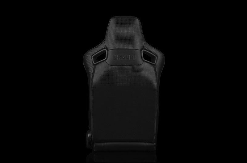 Braum Elite-X Series Sport Seats - Black Leatherette (White Stitching) Pair - Universal
