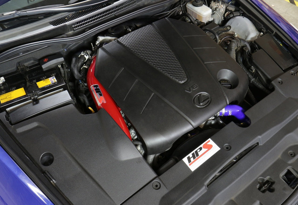 HPS Performance Shortram Air Intake Kit 2006-2013 Lexus IS250 2.5L V6, Includes Heat Shield, Red