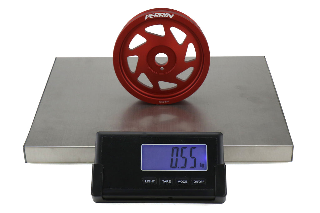 PERRIN Lightweight Crank Pulley (Red) - 2012-2024 Subaru WRX / 2011-2024 Forester / 2019-2024 Ascent / 2013-2024 BRZ / Legacy / Outback / Crosstrek / 2013-2016 Scion FR-S / 2017-2020 Toyota 86 / 2022-2024 GR86