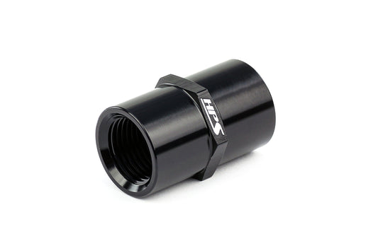 HPS Performance Straight NPT Female To NPT Female Coupler Adapter, Aluminum, Black