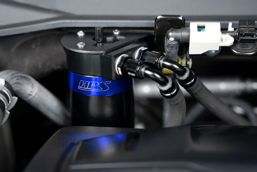 HPS Performance Aluminum Oil Catch Can Kit 2019-2026 Acura RDX 2.0L Turbo, Blue, 860-015BL
