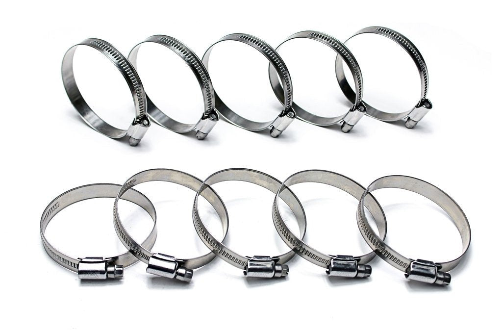 HPS Stainless Steel Embossed Hose Clamps SAE 28 10pc Pack 1-1/4" - 2-1/4" (32mm-57mm)