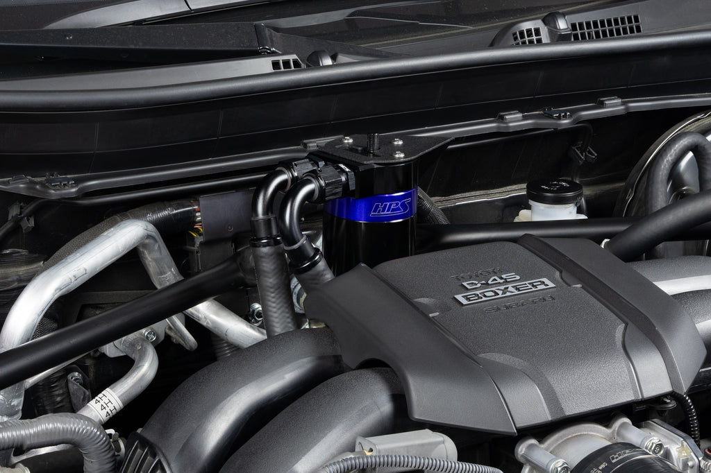 HPS Performance Aluminum Oil Catch Can Kit 2022-2025 Toyota GR86 2.4L FA24D, Blue, 860-026BL