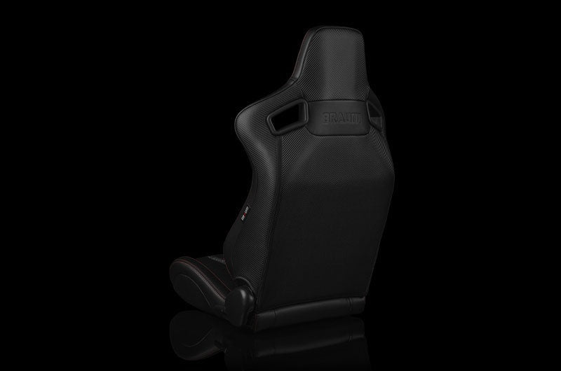 Braum Elite-X Series Sport Seats (Pair) - Black Leatherette (Red Stitching) - Universal