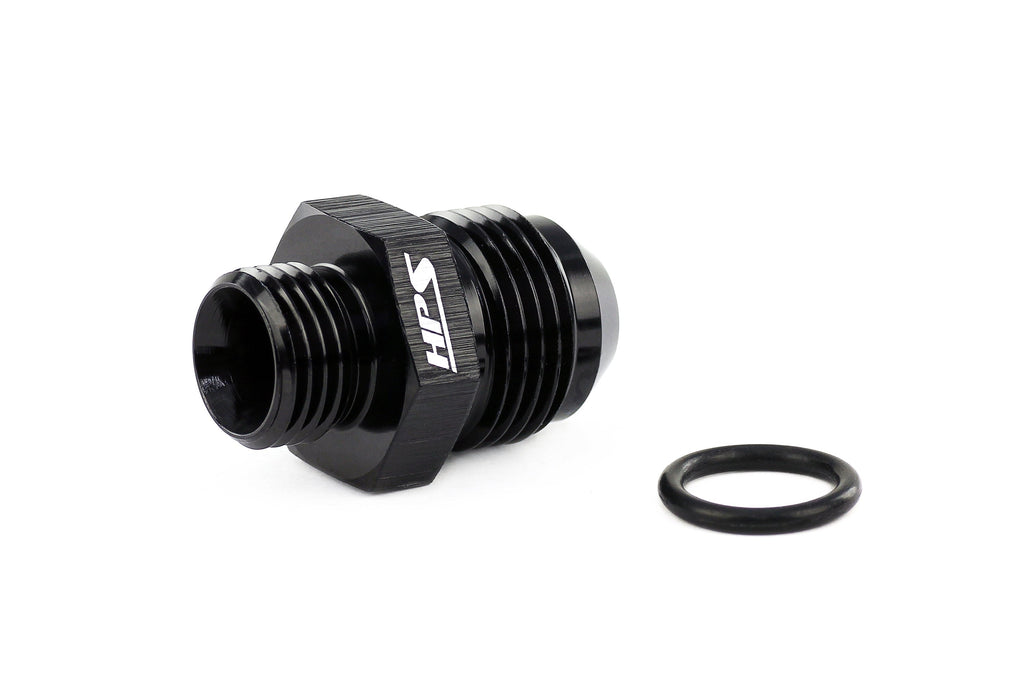 HPS Performance AN Male To O-ring Boss (ORB) Port Thread Male Adapter, Aluminum, Black