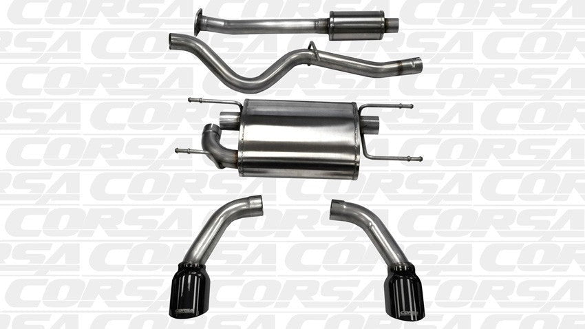 Corsa 2.5in Cat Back Exhuast System w/ Polished Black Tips - 2013-2016 Scion FR-S / 2013-2024 Subaru BRZ / 2017-2019 Toyota 86