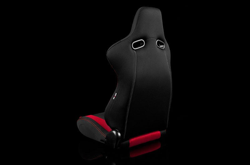 Braum Venom Series Sport Seats - Black and Red Cloth (Red Stitching) Pair - Universal