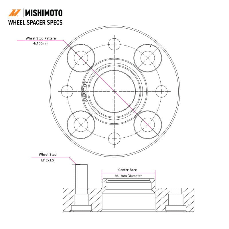 Mishimoto Wheel Spacers - 5x100 - 56.1 - 20 - M12 - Black - 2013-2026 Scion FR-S / Subaru BRZ / Toyota 86/GR86 / 2002–2014 Subaru WRX / 2004 Subaru WRX STI / 1998–2018 Subaru Forester / 2000–2019 Subaru Legacy / 2000–2019 Subaru Outback