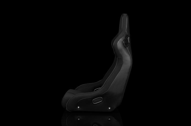 Braum Elite-R Series Fixed Back Bucket Seat - Black Polo Cloth (Black Stitching / Black Piping) Each - Universal