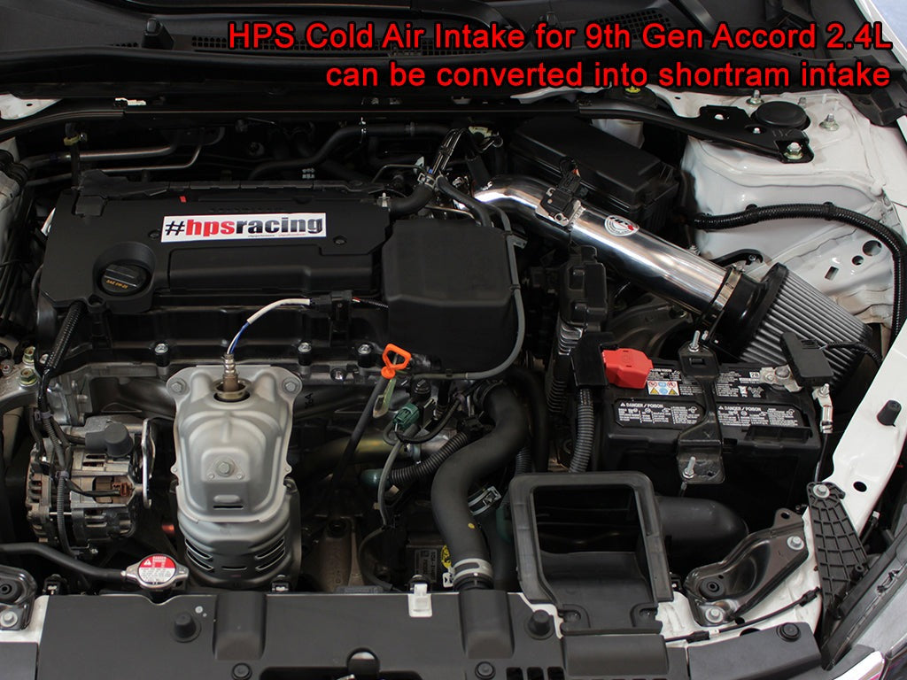 HPS Performance Cold Air Intake Kit 2013-2017 Honda Accord 2.4L, Converts to Shortram, Red