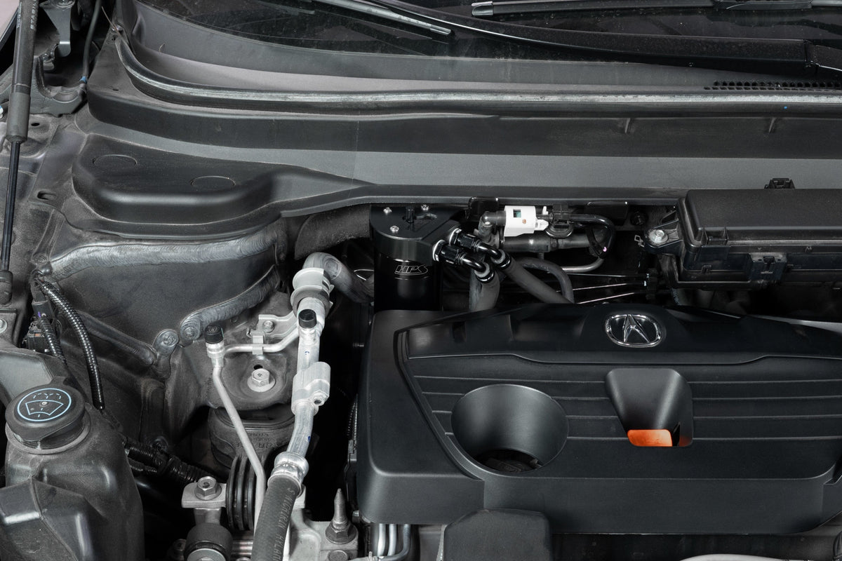HPS Performance Aluminum Oil Catch Can Kit 2019-2026 Acura RDX 2.0L Turbo, Black, 860-015WB