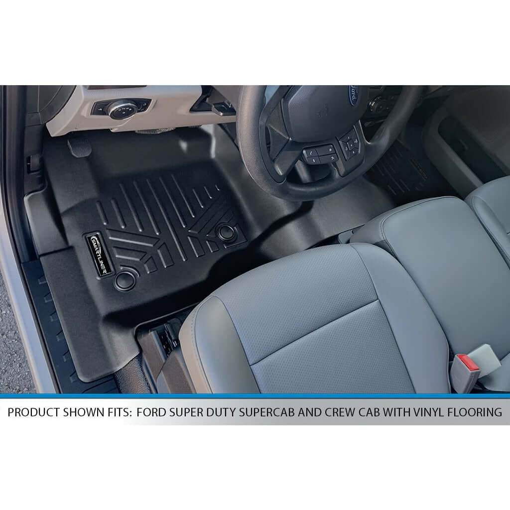 SMARTLINER Custom Fit Floor Liners For 2017-2026 Ford Super Duty Crew with Vinyl Flooring and 2nd Row Bench Seat