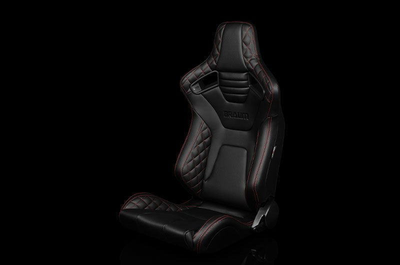 Braum Elite-X Series Sport Seats - Black Diamond (Red Stitching) Pair - Universal