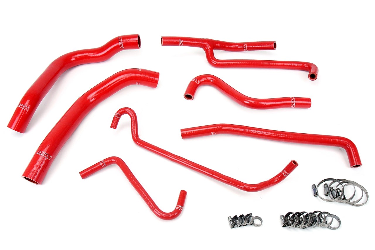 HPS Red Reinforced Silicone Radiator and Heater Hose Kit Coolant Ford 11-14 Mustang 3.7L V6