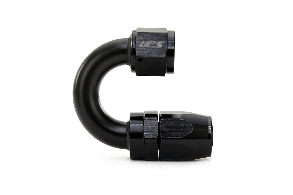 HPS Performance Compression Double Swivel Hose End to AN Female, Aluminum, Black