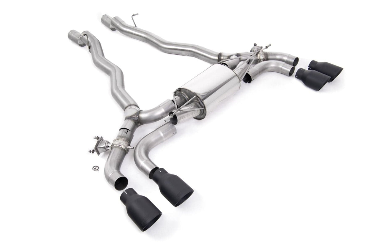 MILLTEK F90 M5 OPF/GPF BACK SYSTEM WITH BRUSHED TITANIUM GT-100 TRIMS - ECE APPROVED