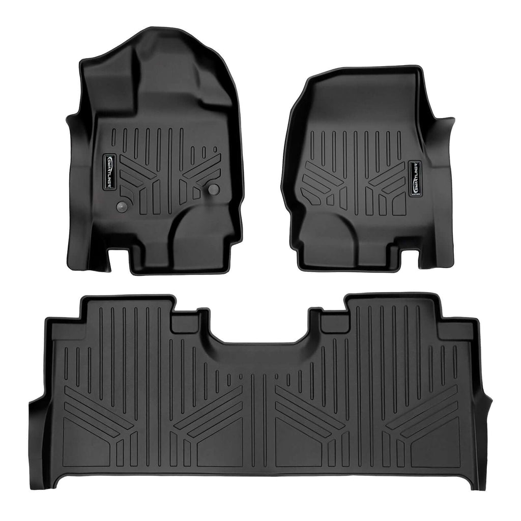 SmartCoverageTM Floor Liners For 2015-2026 Ford F-150 (1st Row Bucket) & OEM 2nd Row Under Seat Storage