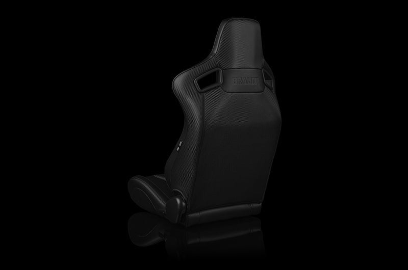 Braum Elite Series Sport Seats - Black Leatherette (Black Stitching) Pair - Universal