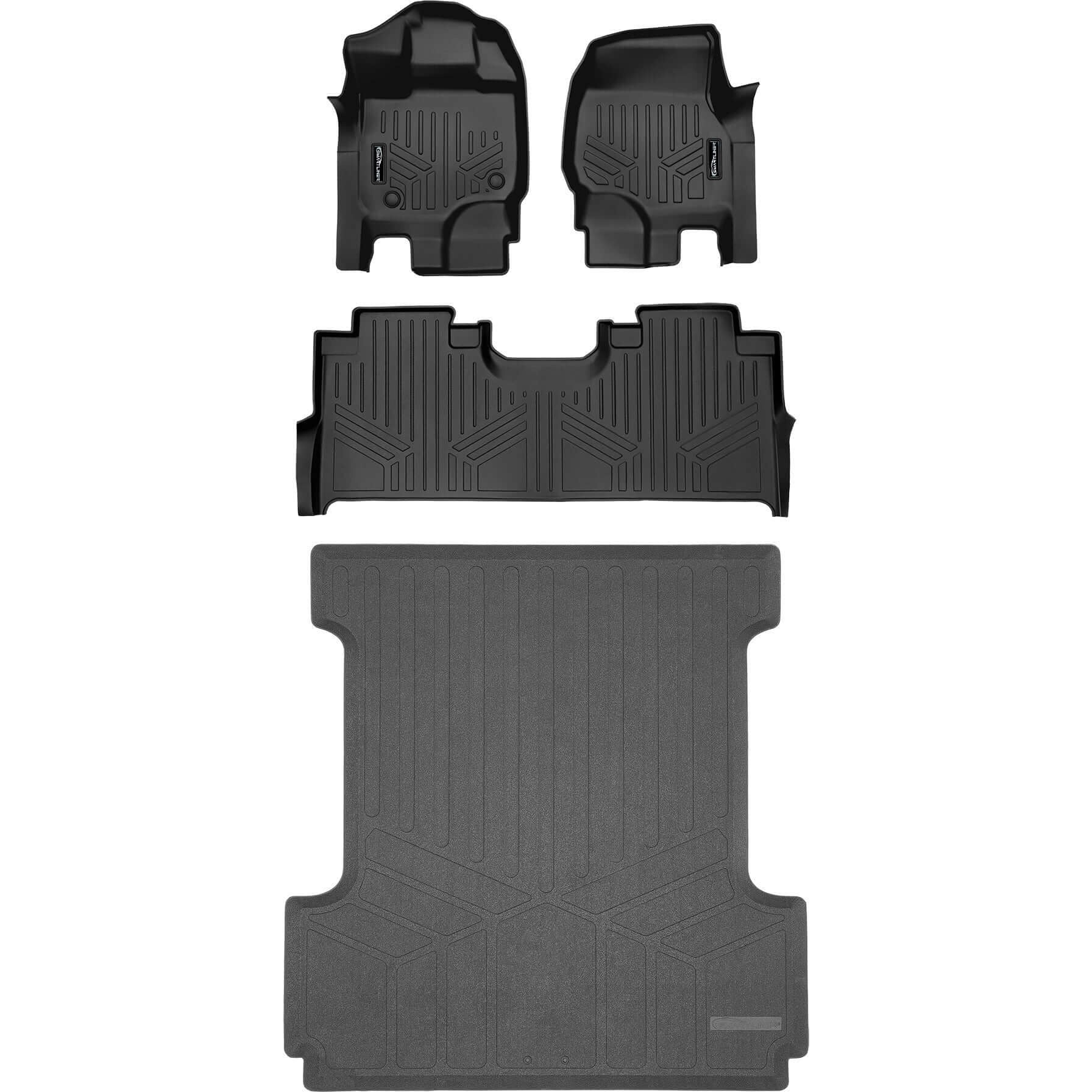 SmartCoverageTM Floor Liners For 2022-2026 Ford F-150 Lightning (1st Row Bucket) & OEM 2nd Row Under Seat Storage