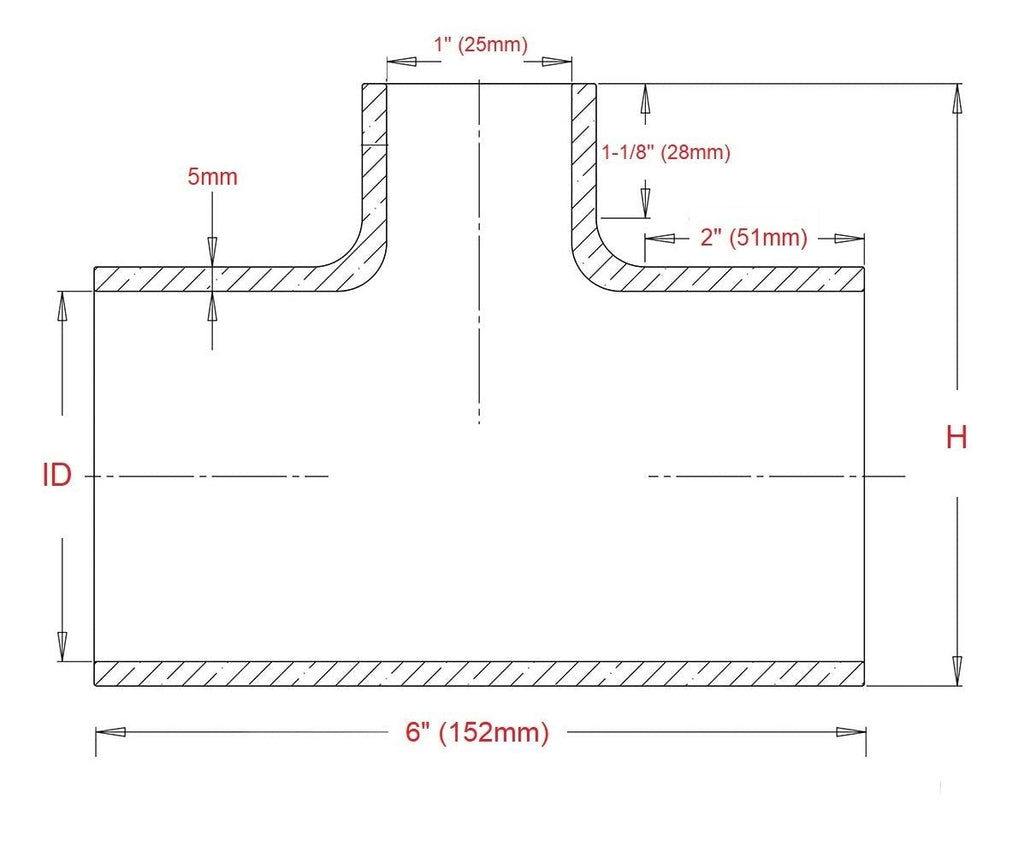 HPS 1-3/4" Silicone T Hose Coupler Adapter with 1" Branch, High Temp 4-ply Reinforced
