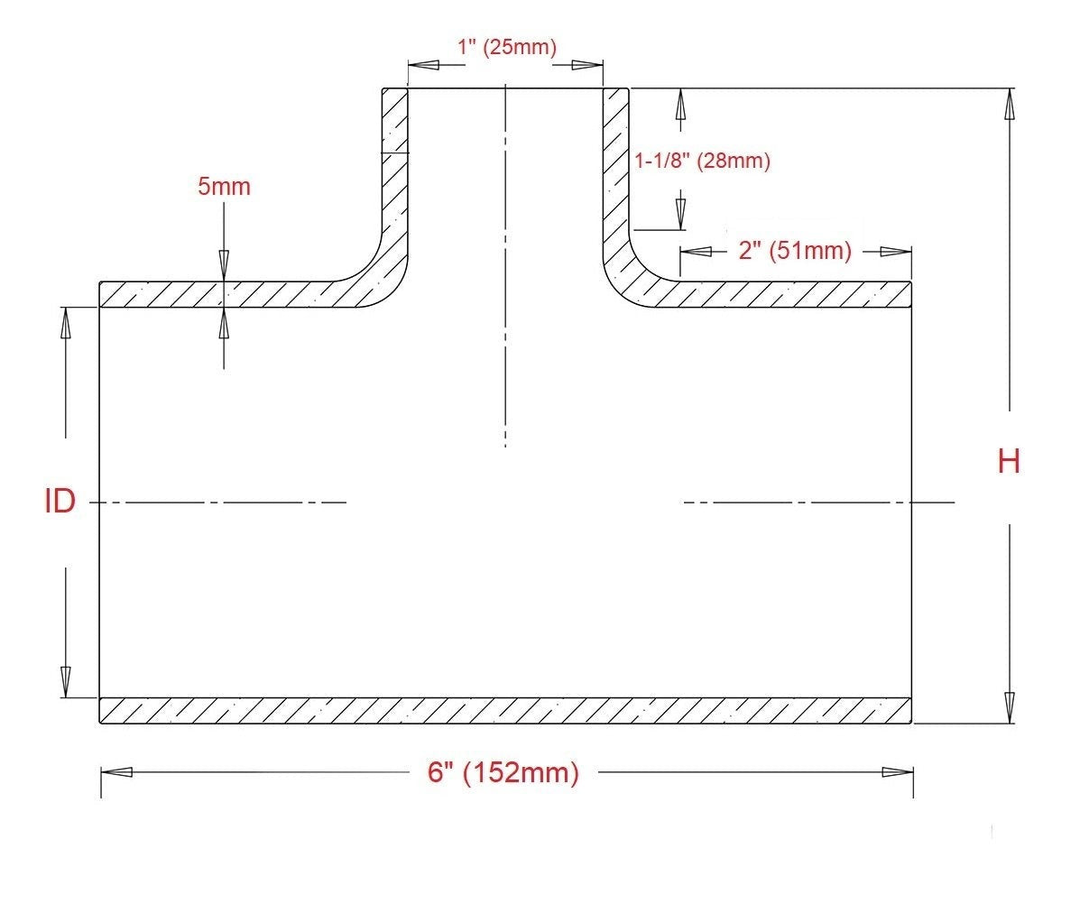 HPS 1-3/4" Silicone T Hose Coupler Adapter with 1" Branch, High Temp 4-ply Reinforced