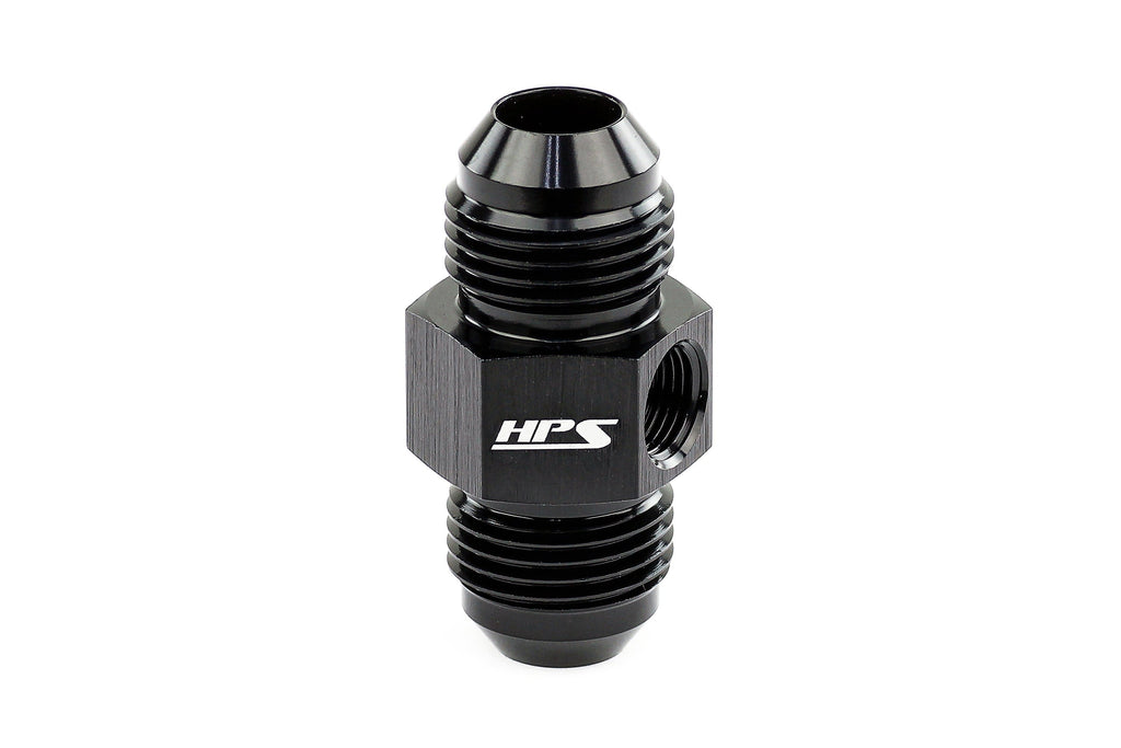 HPS Performance AN Male to Male Adapter with 1/8" NPT Female Port, Aluminum, Black