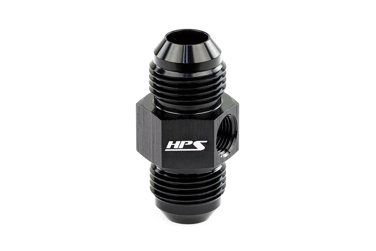 HPS Performance AN Male to Male Adapter with 1/8" NPT Female Port, Aluminum, Black