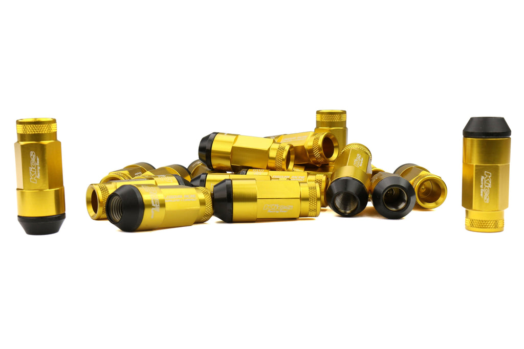 Project Kics Leggdura Racing Shell Type Lug Nut Set 53mm Open-End Look 12X1.25 Gold - Universal