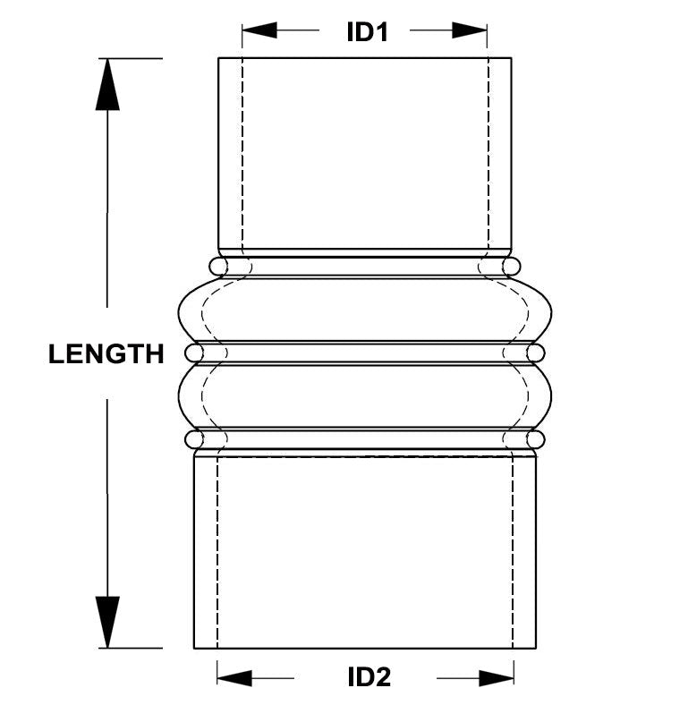 HPS 3-1/2" - 4" ID, 6" Length, Silicone Charge Air Cooler CAC Hose Double Hump Reducer Coupler Bellow Cold Side, High Temp 4-ply Reinforced, 89mm - 102mm ID