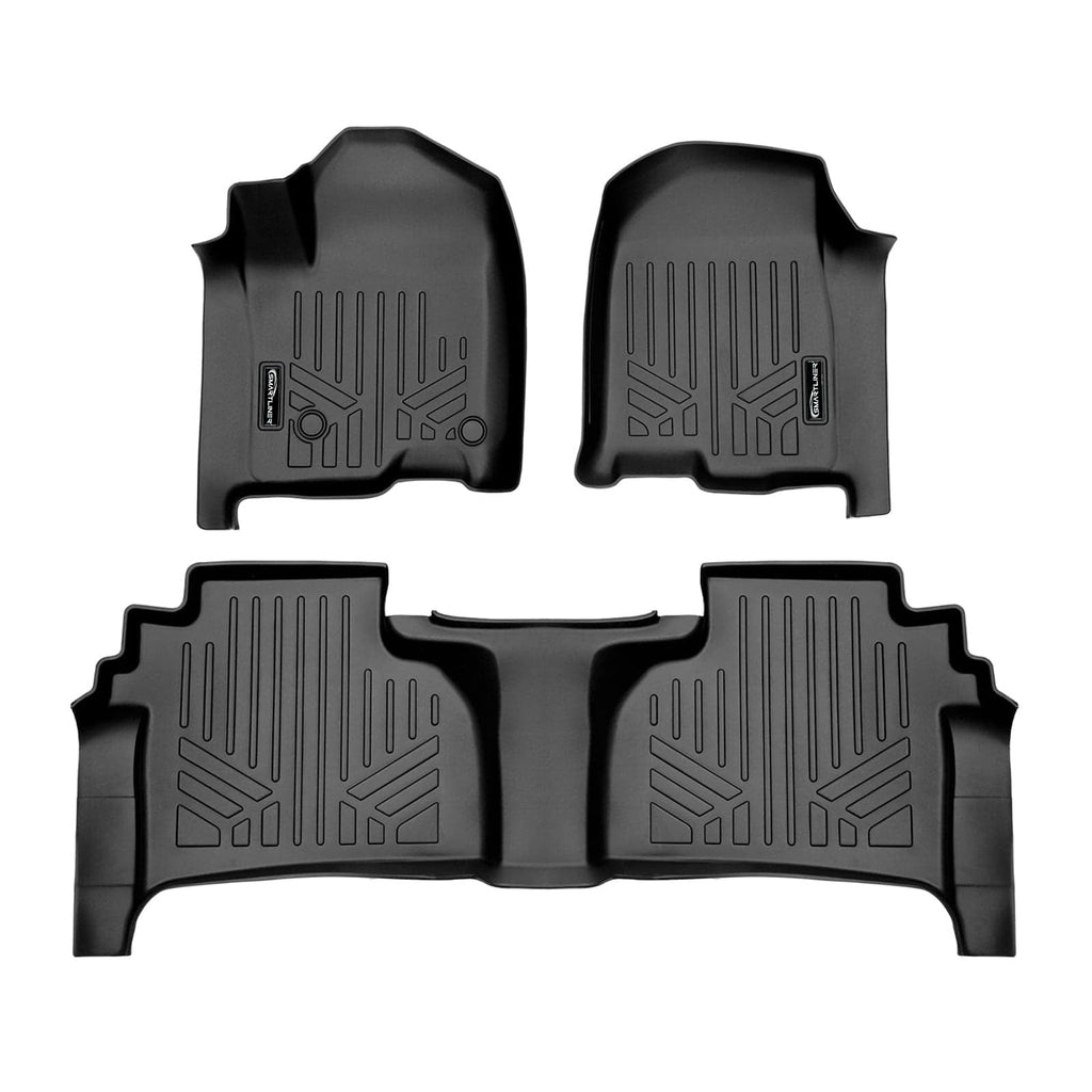 SMARTLINER Custom Fit Floor Liners For 2019-2026 Chevrolet Silverado 1500 Double Cab with Carpet Flooring and 1st Row Bench Seat without OTH Coverage (with 2nd Row Under Seat Storage)