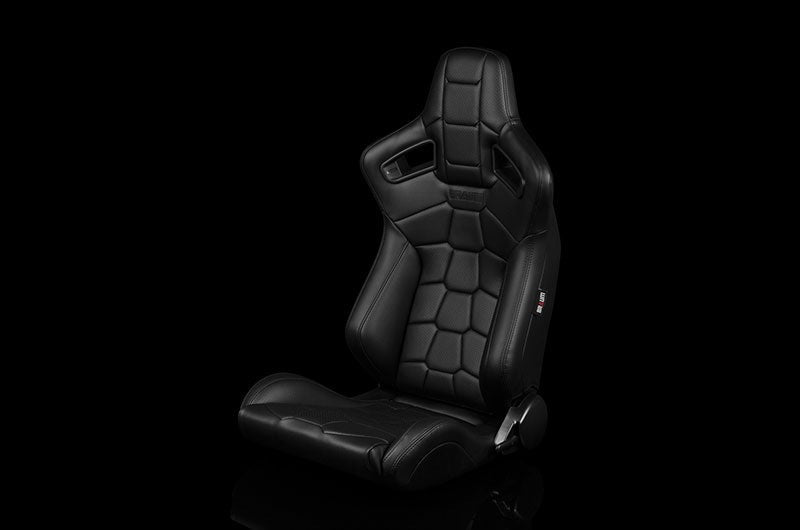 Braum Elite-X Series Sport Seats - Komodo Edition | Black Leatherette (Black Stitching) Pair - Universal