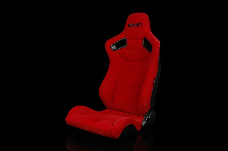 Braum Elite Series Sport Seats - Red Cloth (Black Stitching) Pair - Universal