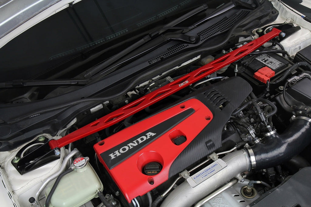 HPS Performance Front Strut Bar 2017-2025 Honda Civic Type R, Red, 42-113R