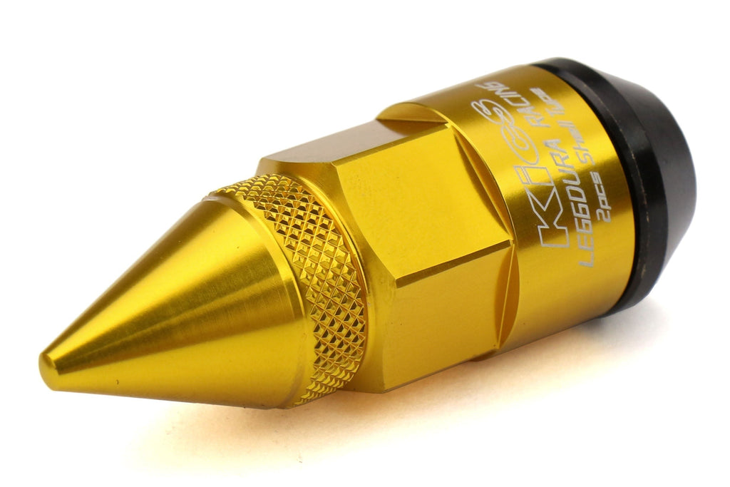 Project Kics Leggdura Racing Dangan Shell Type Lug Nut and Lock Set M12X1.25 Gold - Universal