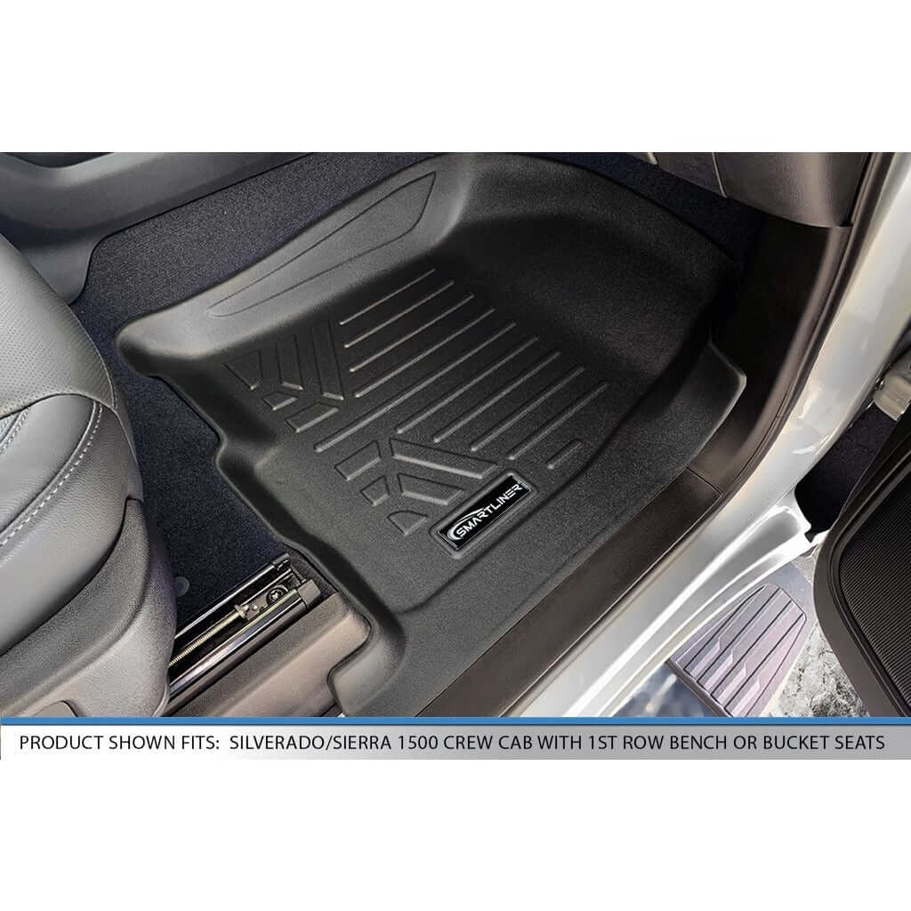 Smart TrimTM Floor Liners For 2019-2026 Chevy Silverado 1500 Double Cab | Carpet | (1st Row Bench) without OTH coverage [No 2nd Row Storage]