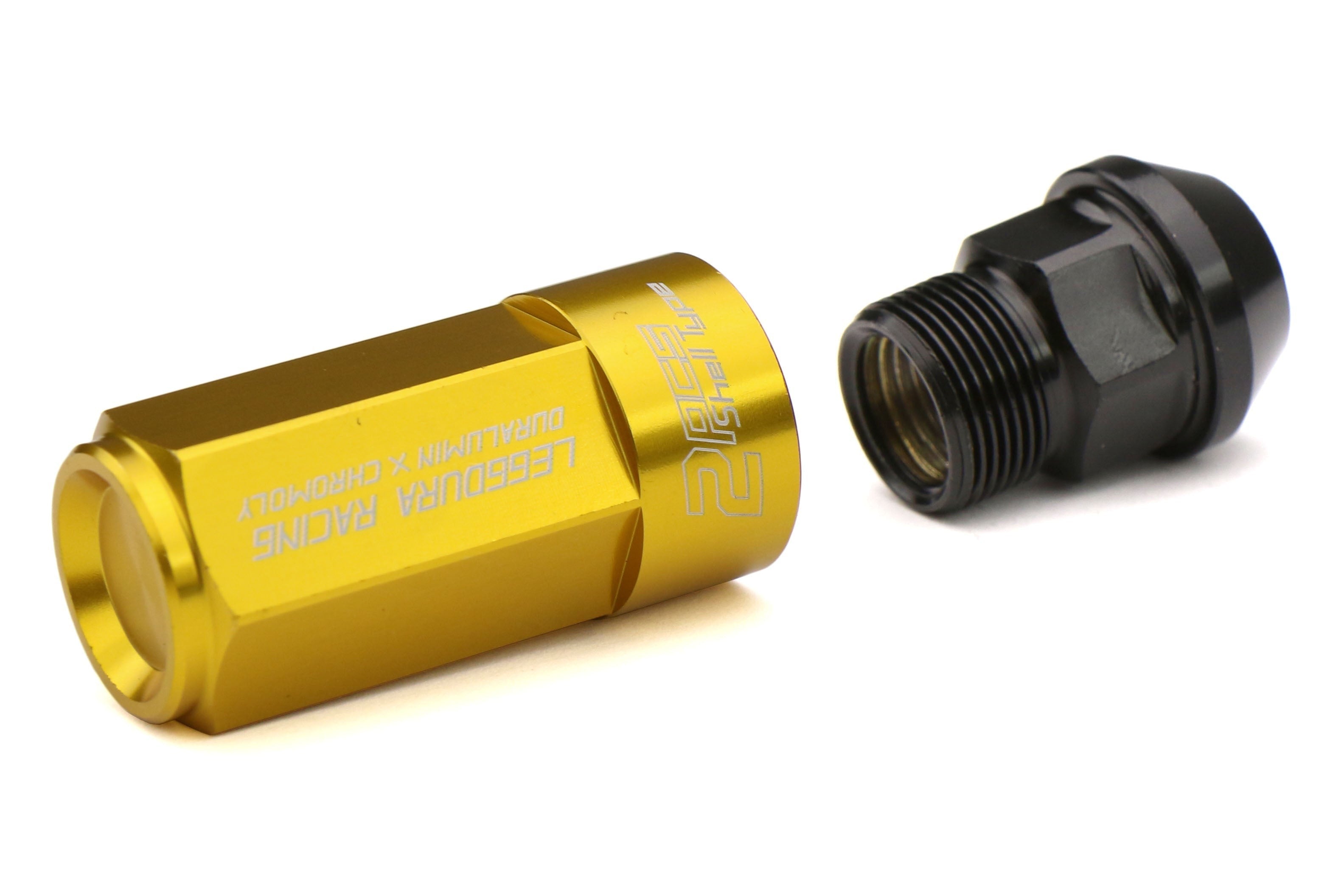 Project Kics Leggdura Racing Shell Type Lug Nut Set 53mm Closed-End Look 12X1.25 Gold - Universal