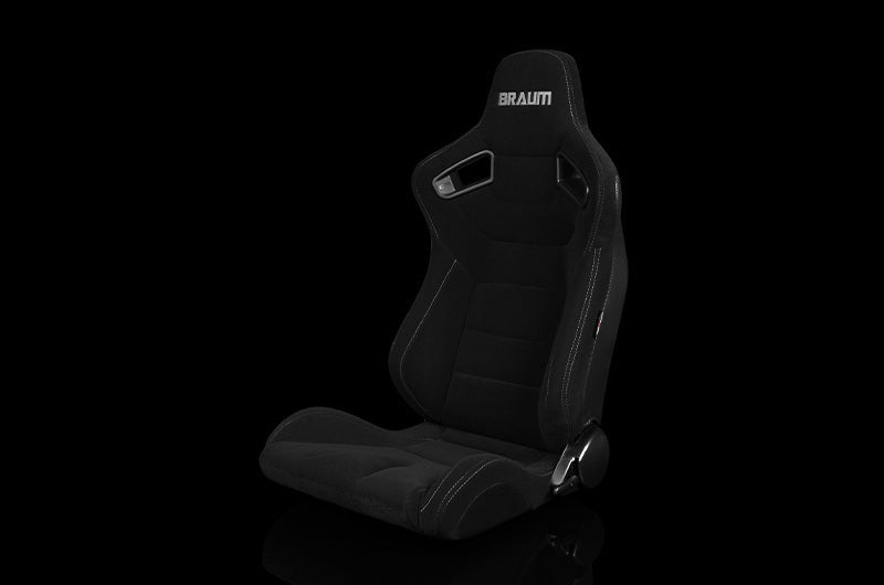 Braum Elite Series Sport Seats - Black Cloth (Grey Stitching) Pair - Universal