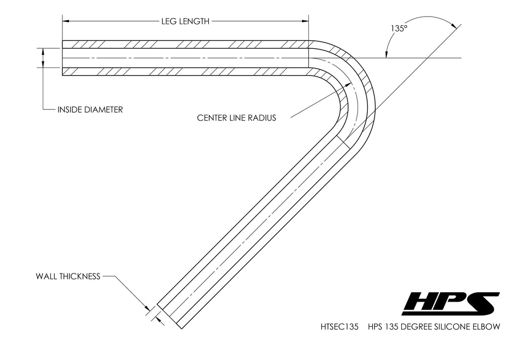 HPS 2" Silicone 135 Degree Elbow Coupler Hose, High Temp 4-ply Reinforced (51mm ID)