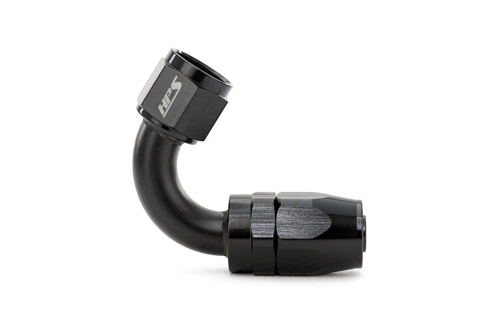 HPS Performance Compression Double Swivel Hose End to AN Female, Aluminum, Black