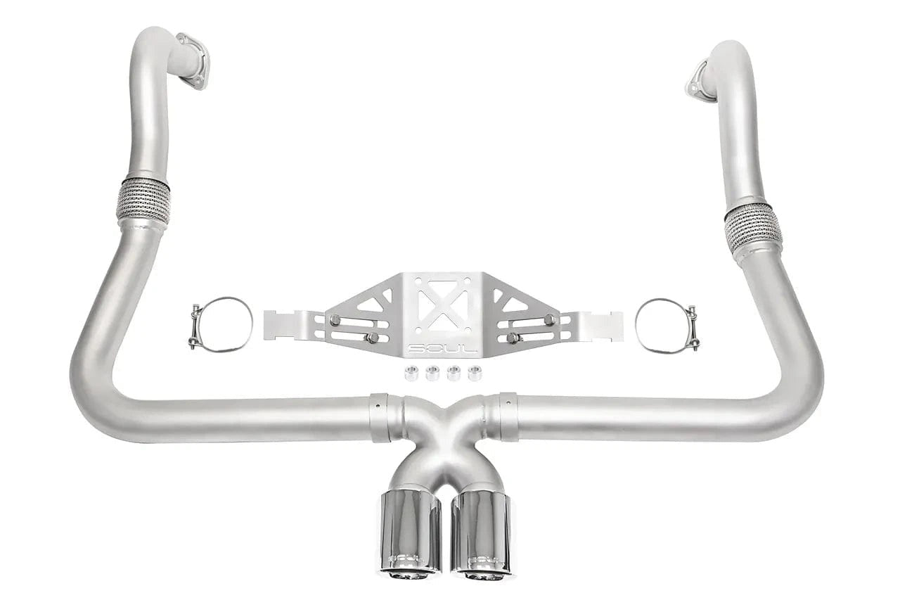 Porsche 718 Cayman / Boxster Performance Exhaust System - Manual Trans - Slash Cut Single Wall Tips